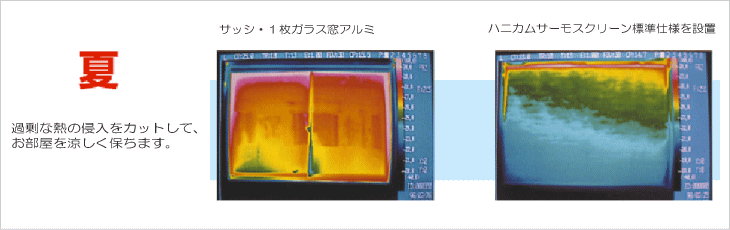 セイキのハニカムサーモスクリーン　夏の冷房効果